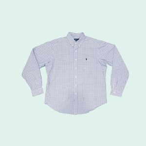 Ralph Lauren Men's Button Down Shirt Solid Long Sleeve Classic Fit Blue XL